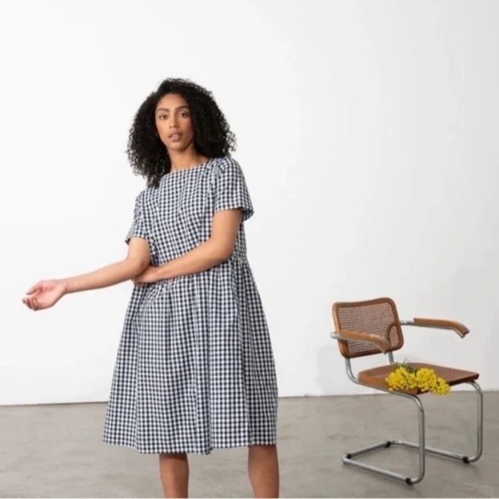 Tradlands Nico Dress, Gingham Black and White
